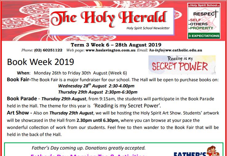 Read more about the article Term 3 – Week 6 – Wednesday 28th August 2019