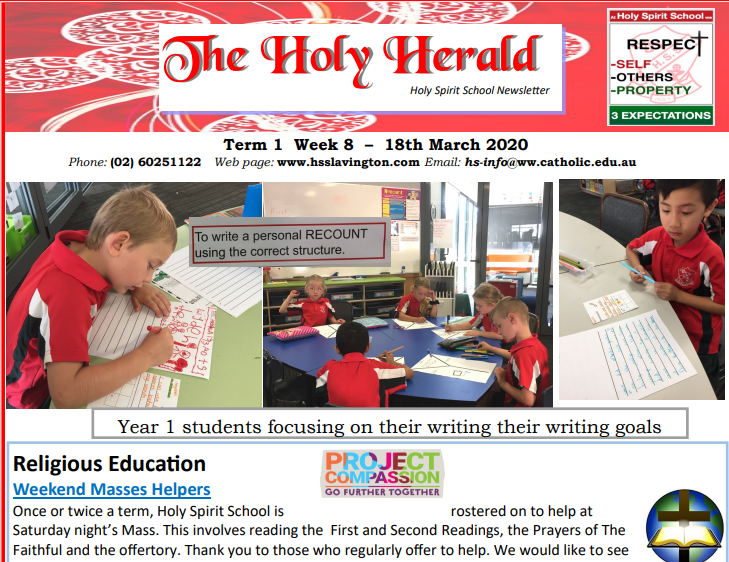 Read more about the article Term 1 – Week 8 – Wednesday 18th March 2020